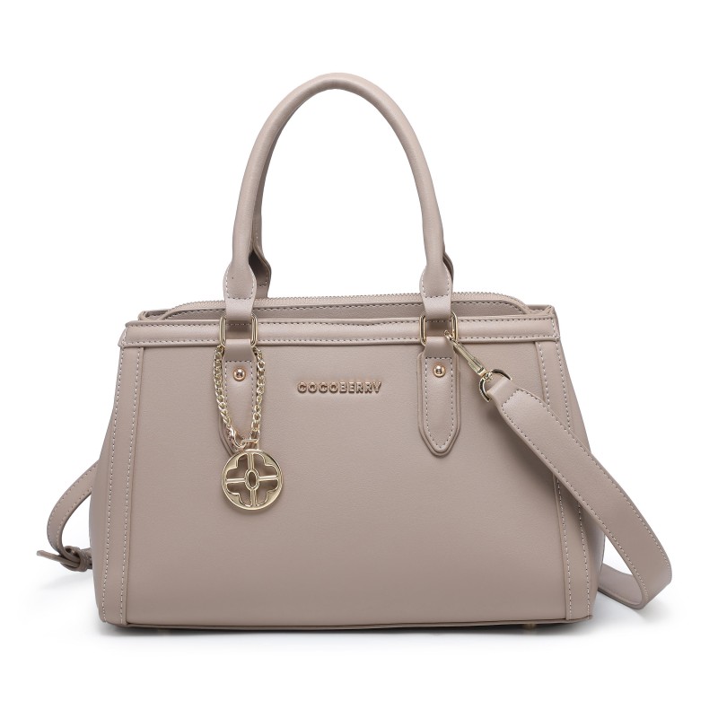 Cocoberry Classic Black Handbag with Gold Pendant