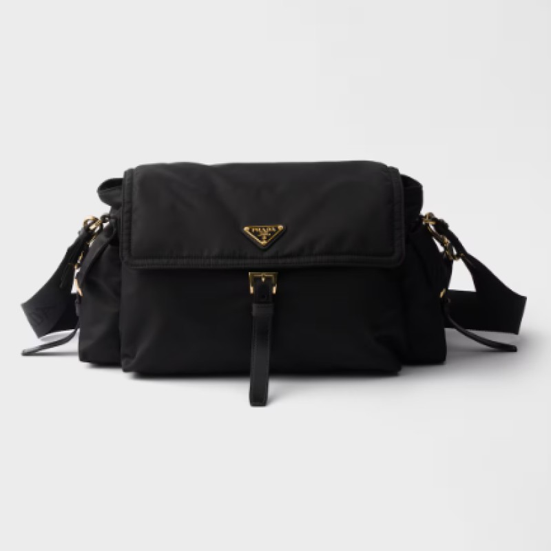 Explore large Re-Nylon shoulder bag with flap gallery image 2