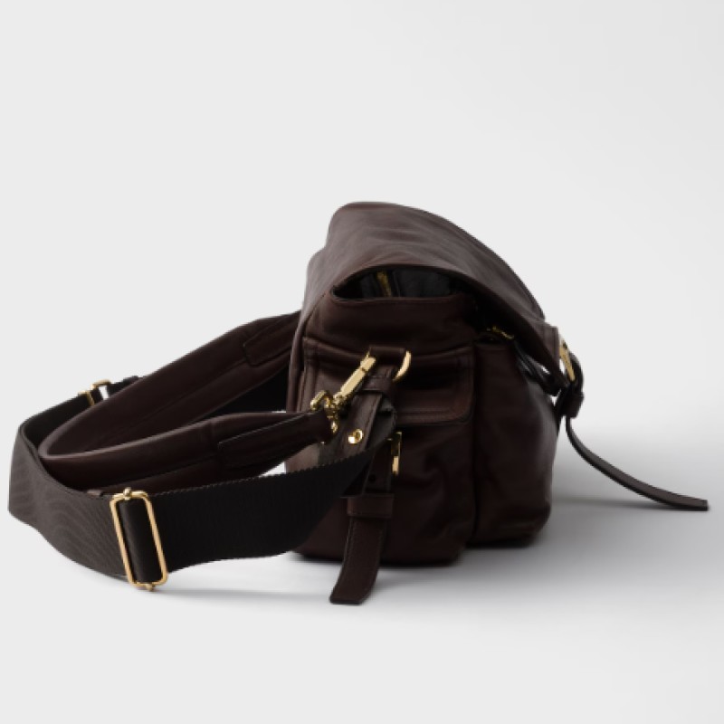 Explore nappa leather shoulder bag with flap gallery image 2