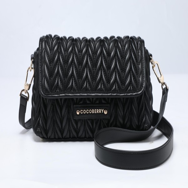 Cocoberry Chocolate Black Quilted Crossbody Bag gallery image 3